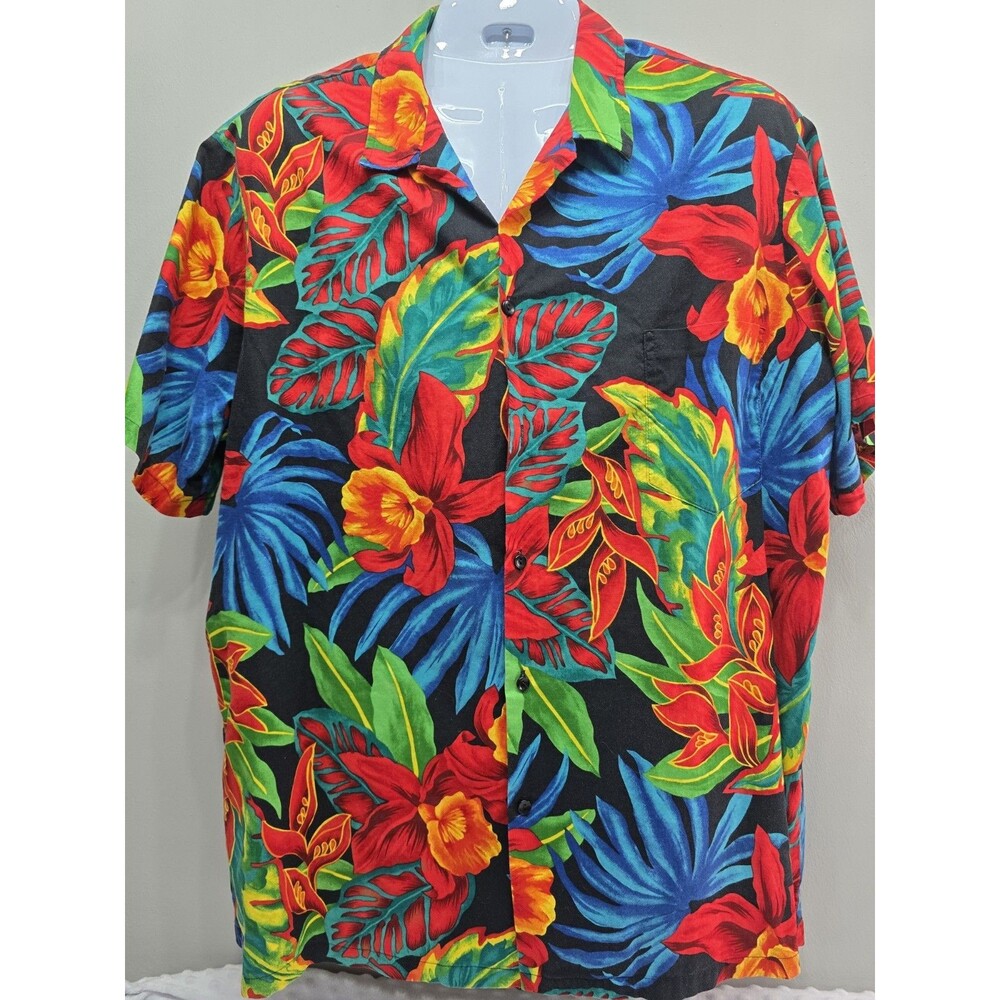 The Hawaiian Original Hilo Hattie 3XL Men Short Sleeve Cotton Shirt Vibrant READ - Picture 1 of 11